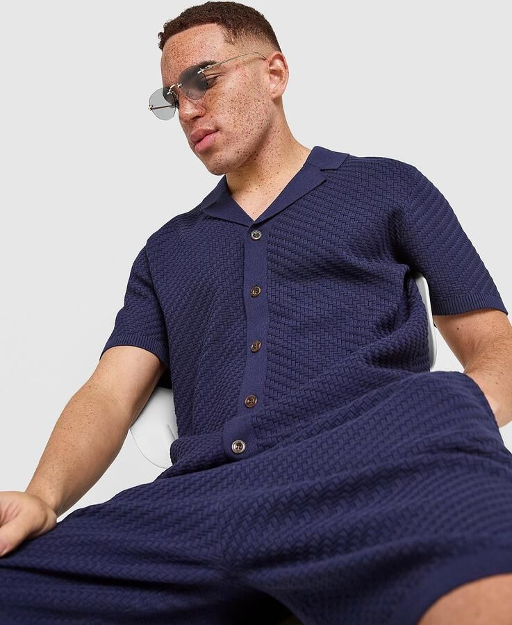 Belier Knit Shirt Blauw- Heren Blauw