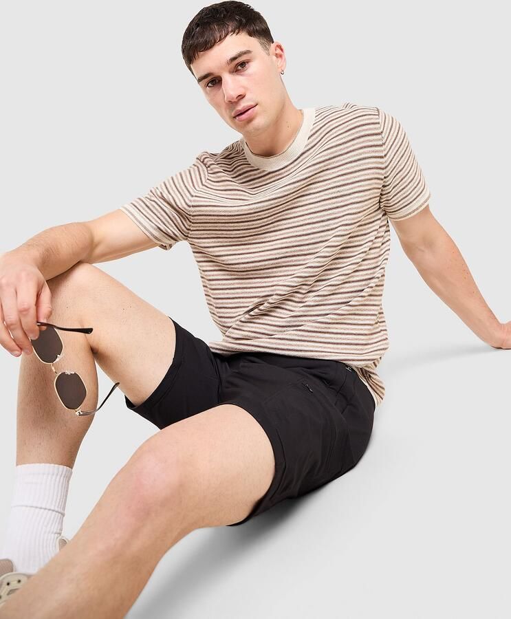Belier Stripe Knit T-Shirt Bruin- Heren Bruin