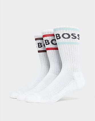 Boss 3-Pack Rib Stripe Socks White- Dames