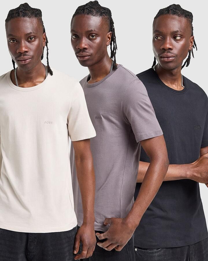 Boss Regular fit T-shirt in set van 3 van puur katoen - Foto 2
