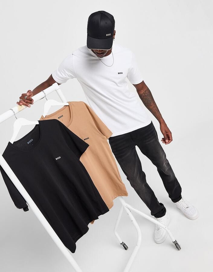 Boss T-shirt met labelstitching in een set van 3 stuks model 'Classic' - Foto 3