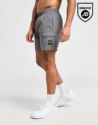 Boss Badge Cargo Swim Shorts Grey- Heren Grey
