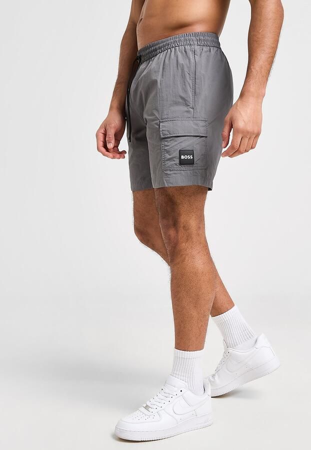 Boss Badge Cargo Swim Shorts Grijs- Heren Grijs