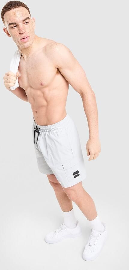 Boss Badge Cargo Swim Shorts Grijs- Heren Grijs