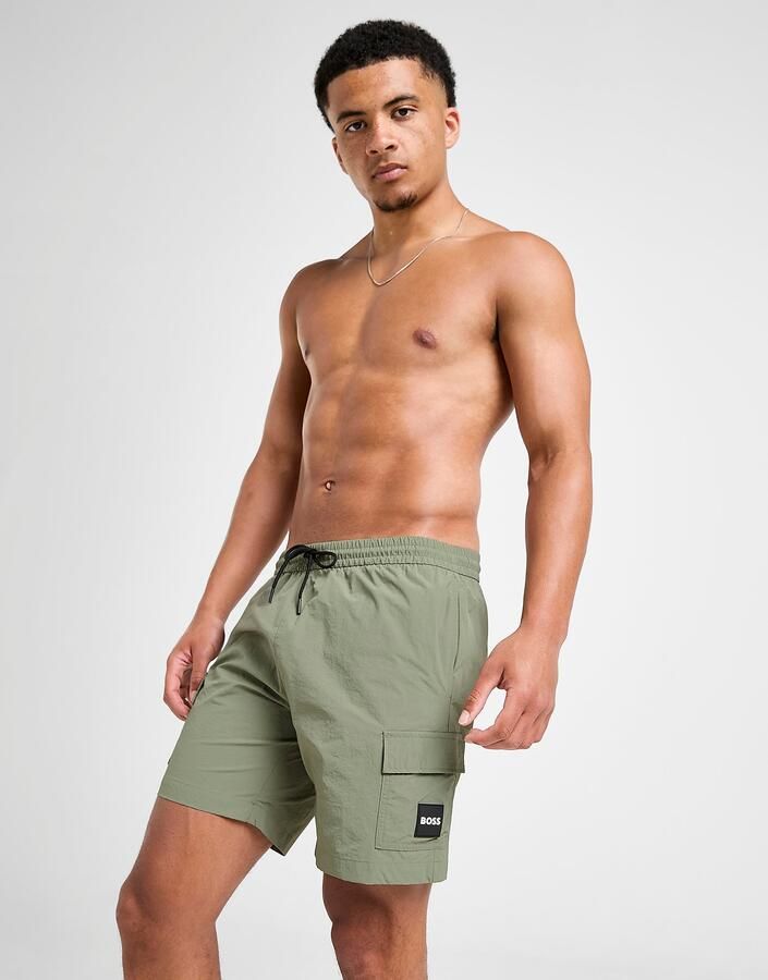 Boss Badge Cargo Swim Shorts Groen- Heren Groen