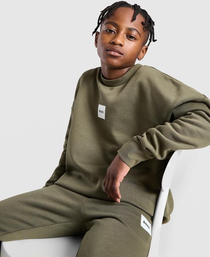 Boss Box Logo Crew Sweatshirt Junior Groen Kind Groen