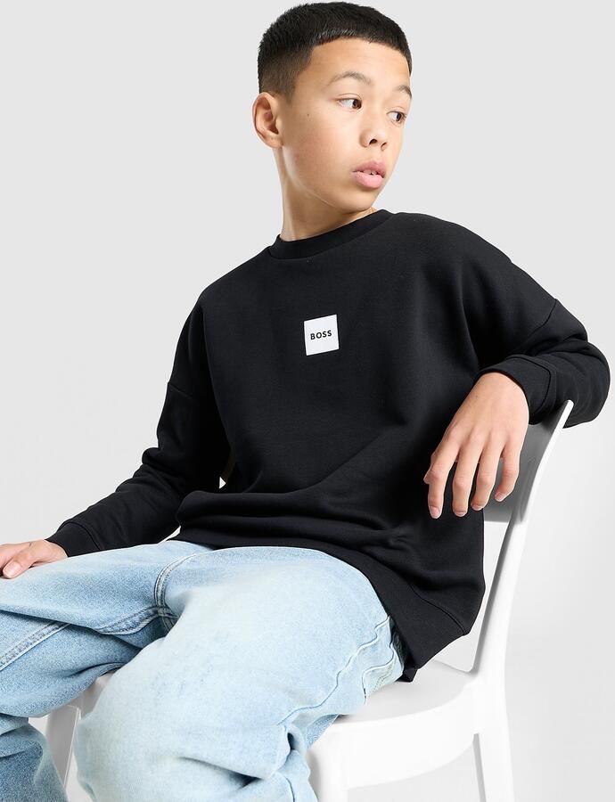 Boss Box Logo Crew Sweatshirt Junior Zwart Kind Zwart