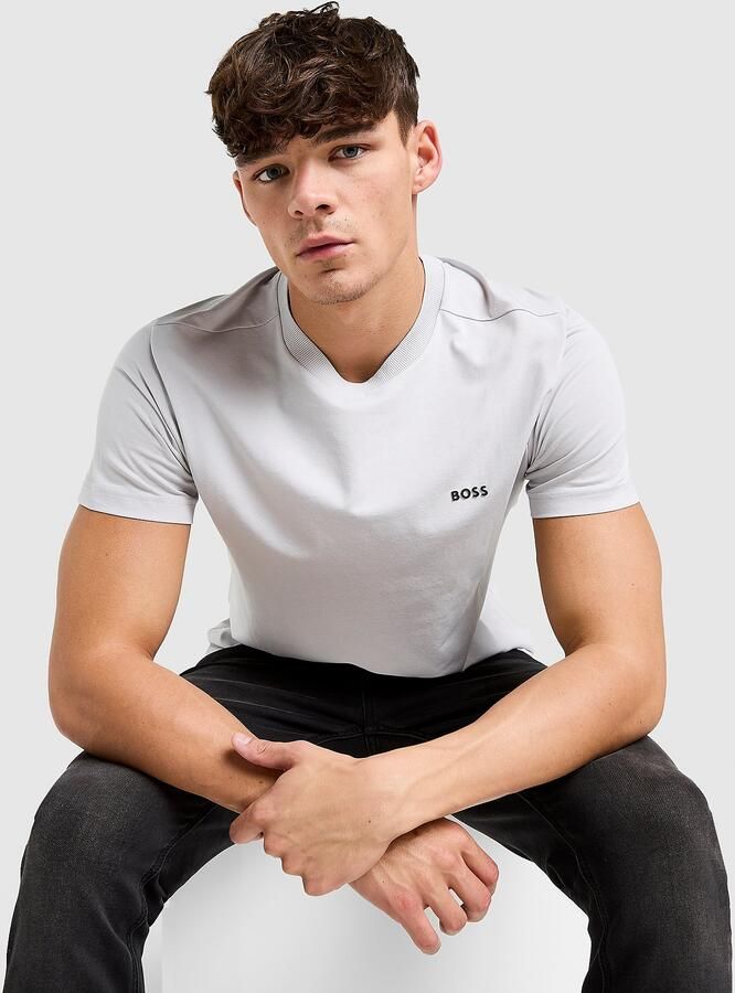 BOSS GREEN Shirt met ronde hals Thee met gegomd contrast-logo