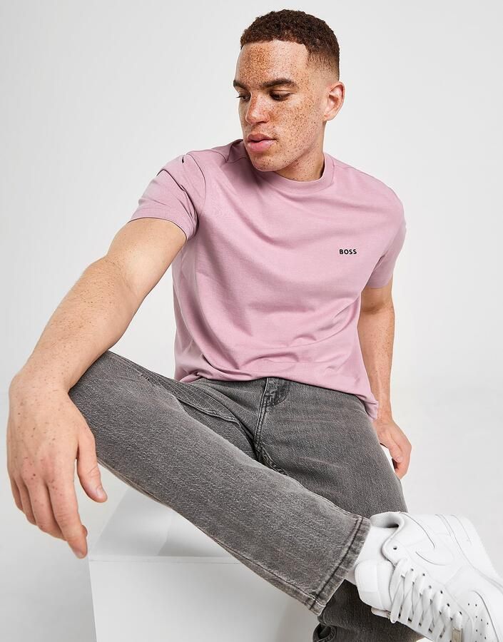 BOSS GREEN Shirt met ronde hals Thee met gegomd contrast-logo