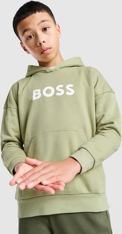 Boss Large Logo Hoodie Junior Groen Kind Groen