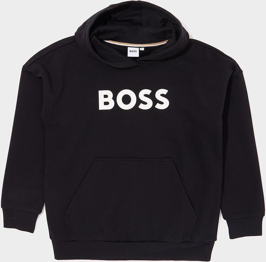 Boss Large Logo Hoodie Junior Zwart Kind Zwart