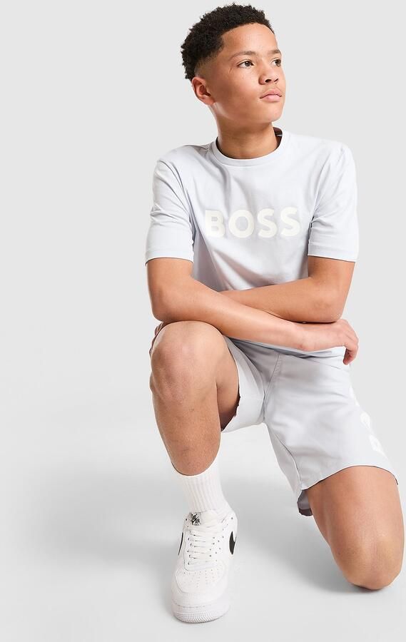 Boss Large Logo T-Shirt Junior Blauw Kind Blauw