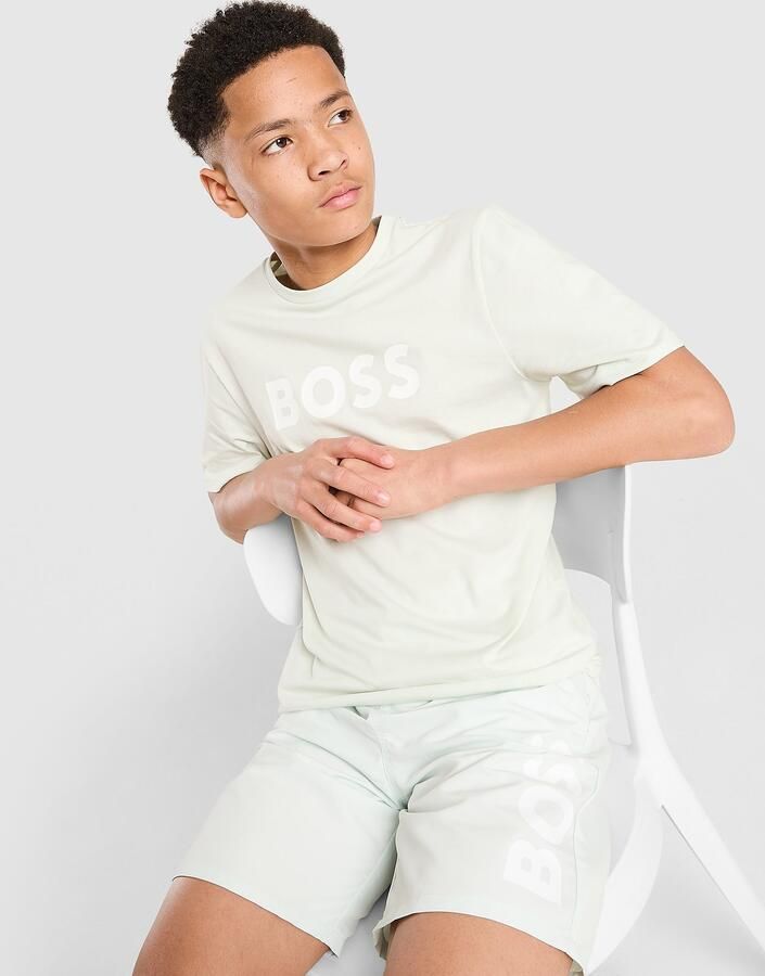 Boss Large Logo T-Shirt Junior Groen Kind Groen