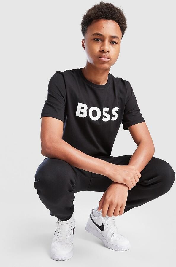 Boss T-shirt met logo zwart Katoen Ronde hals Logo 170