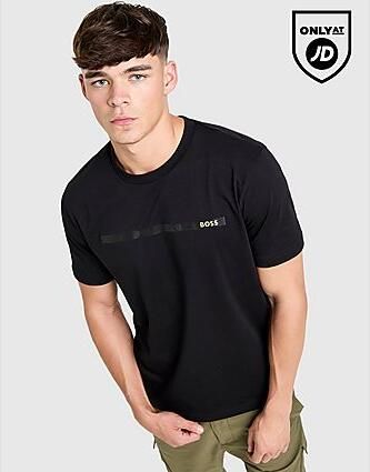 Boss Linear Logo T-Shirt Zwart- Heren Zwart - Foto 2