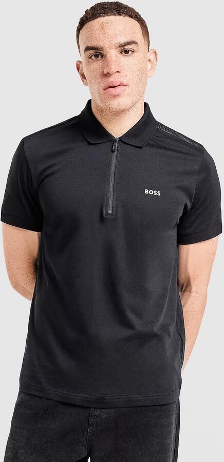 Boss Philix Zip Polo Shirt Zwart- Heren Zwart