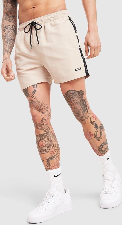 Boss Repeat Tape Swim Shorts Beige- Heren Beige