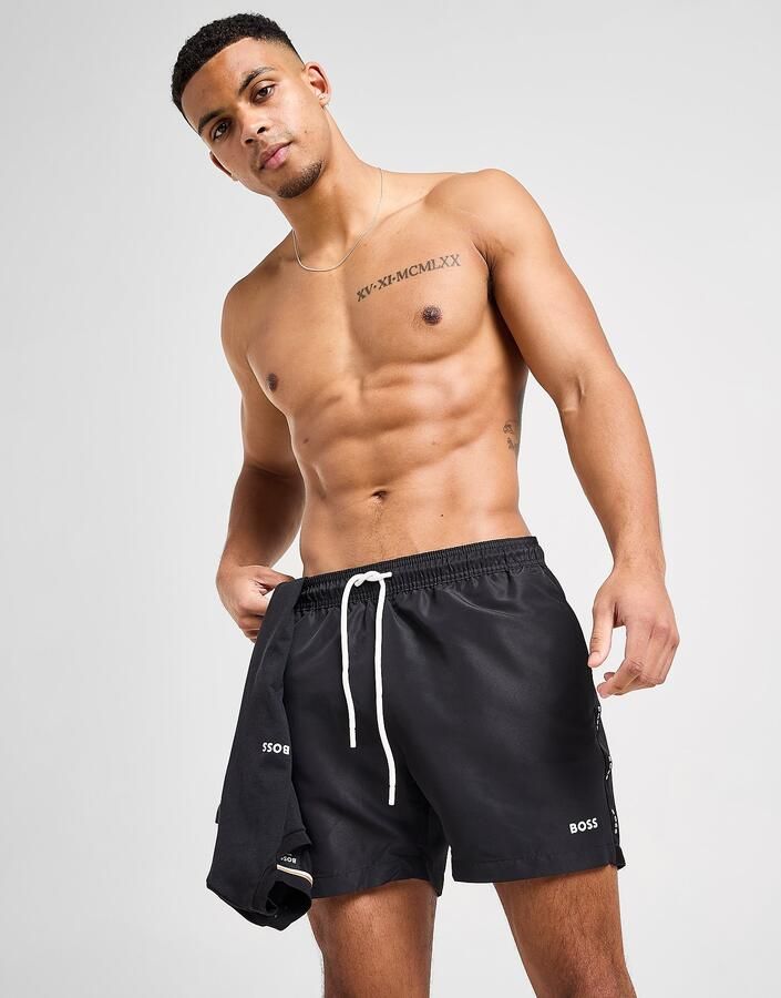 Boss Repeat Tape Swim Shorts Zwart- Heren Zwart
