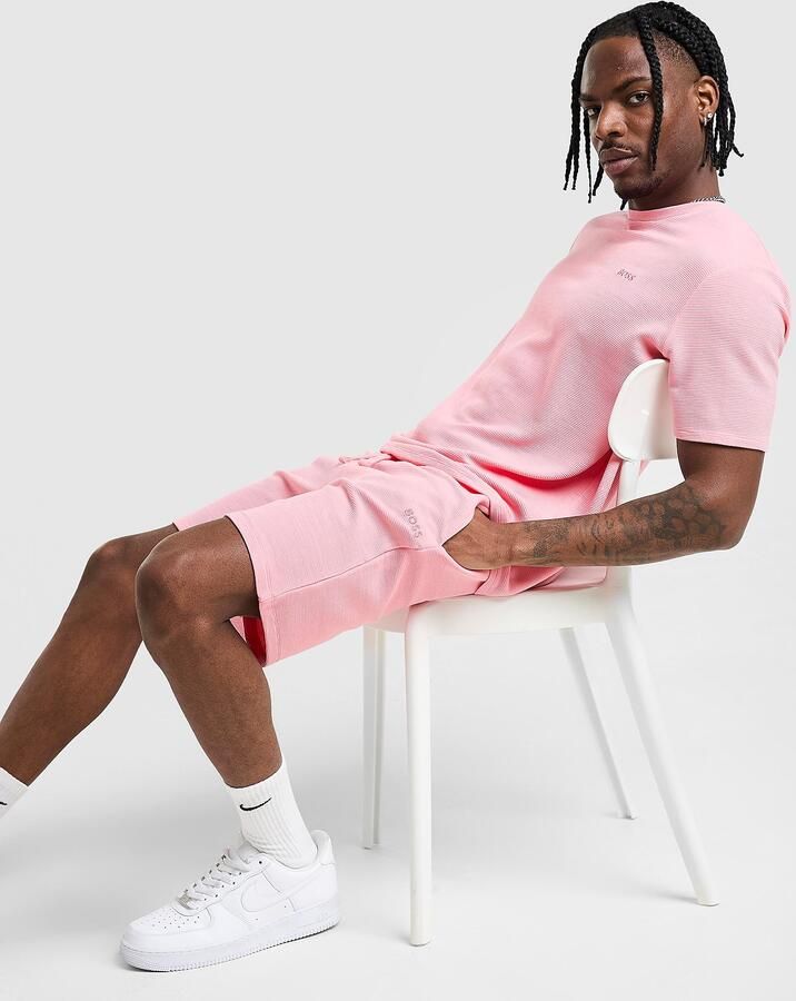 Boss Ribbed Shorts Roze- Heren Roze