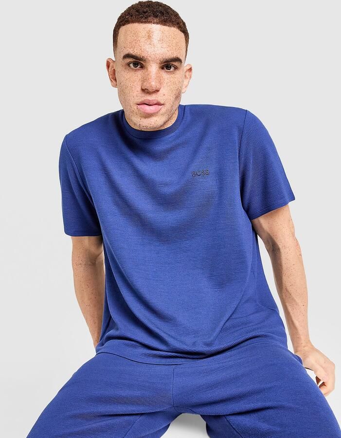 Boss Ribbed T-Shirt Blauw- Heren Blauw