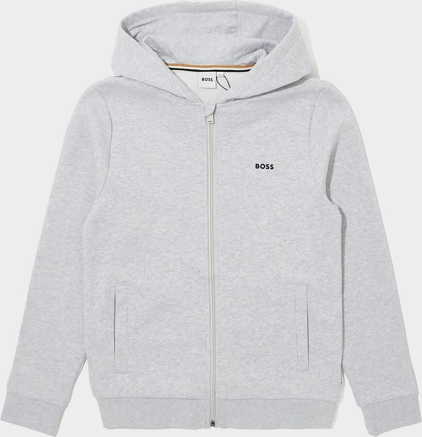 Boss Small Logo Full Zip Fleece Hoodie Junior Grijs Kind Grijs