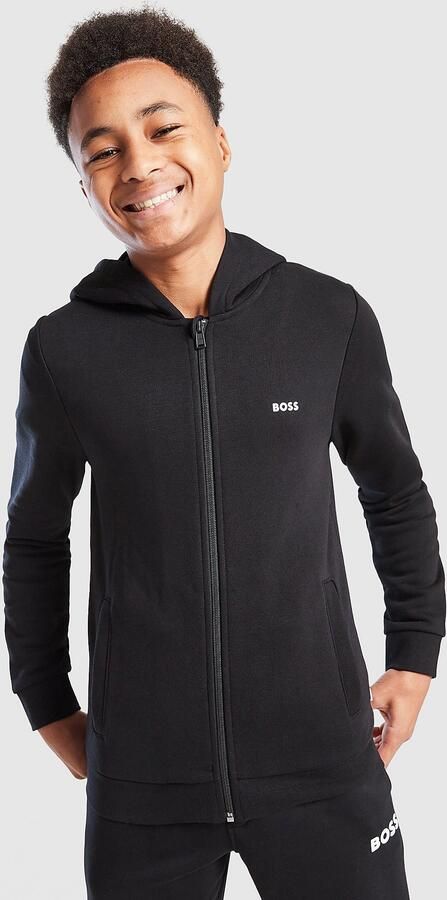 Boss Small Logo Full Zip Fleece Hoodie Junior Zwart Kind Zwart - Foto 2