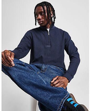 BOSS Sweatshirt Structure 1 4 Zip met een fijne structuur