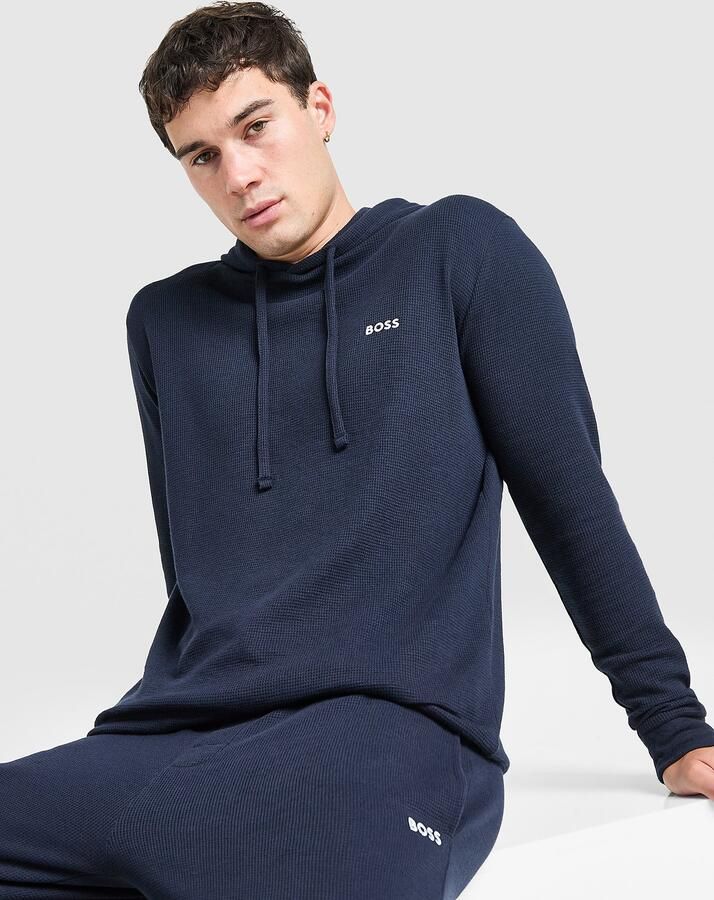 Boss Waffle Overhead Hoodie Blauw- Heren Blauw