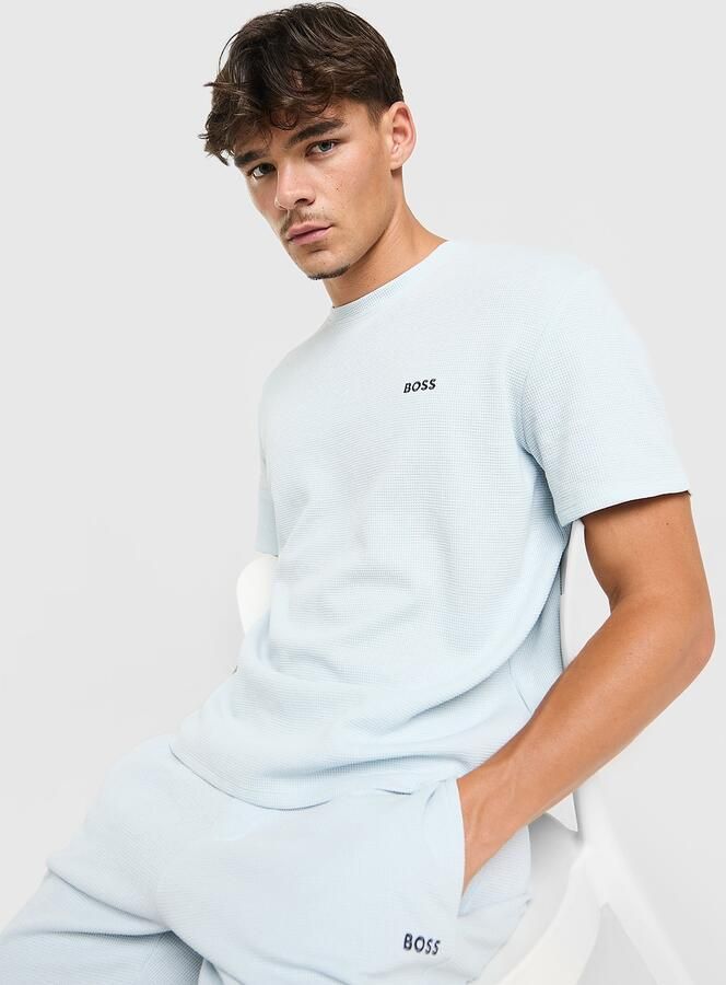 Boss Waffle T-Shirt Blauw- Heren Blauw - Foto 2