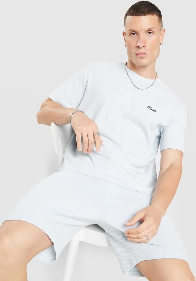 Boss Waffle T-Shirt Blauw- Heren Blauw