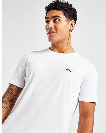 Boss Curved Logo Short Sleeve T-Shirt Heren White- Heren