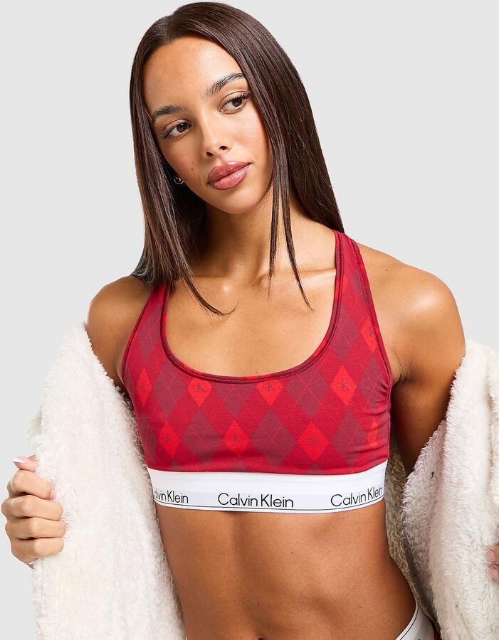 Calvin Klein Underwear Check Print Bralette Rood- Dames Rood