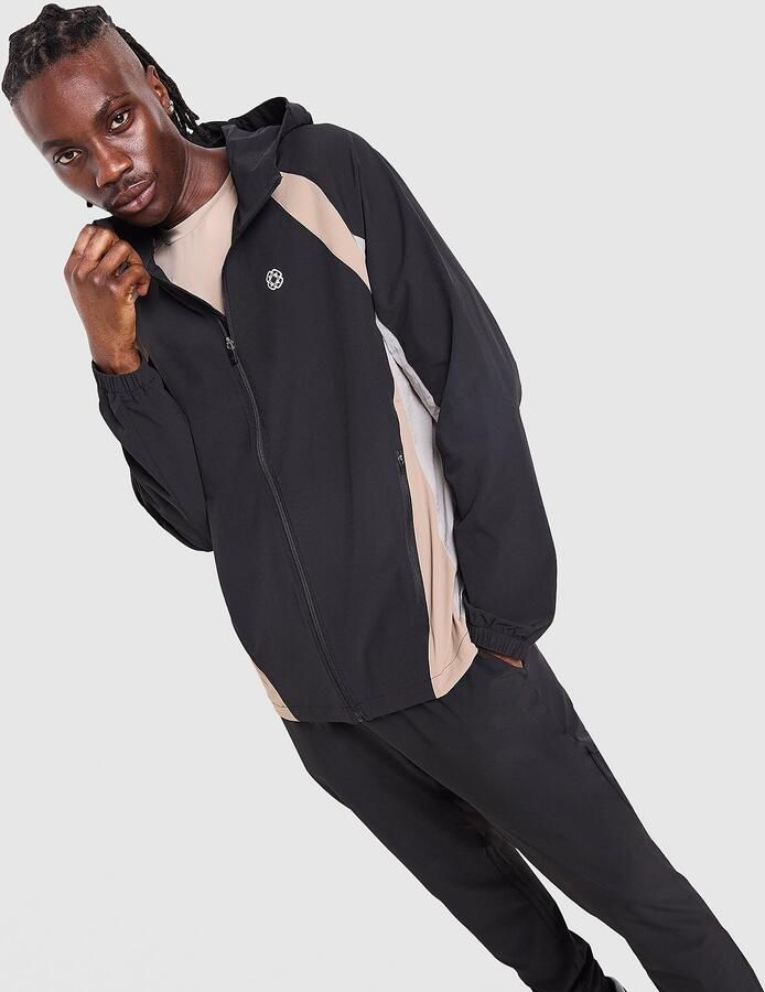 Canvas Athletic Tech Panel Windbreaker Jacket Zwart- Heren Zwart