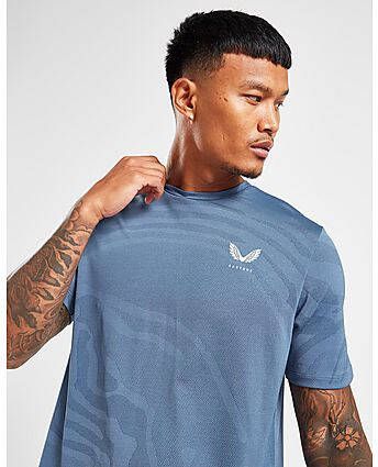 Castore Tech Print T-Shirt Blue- Heren