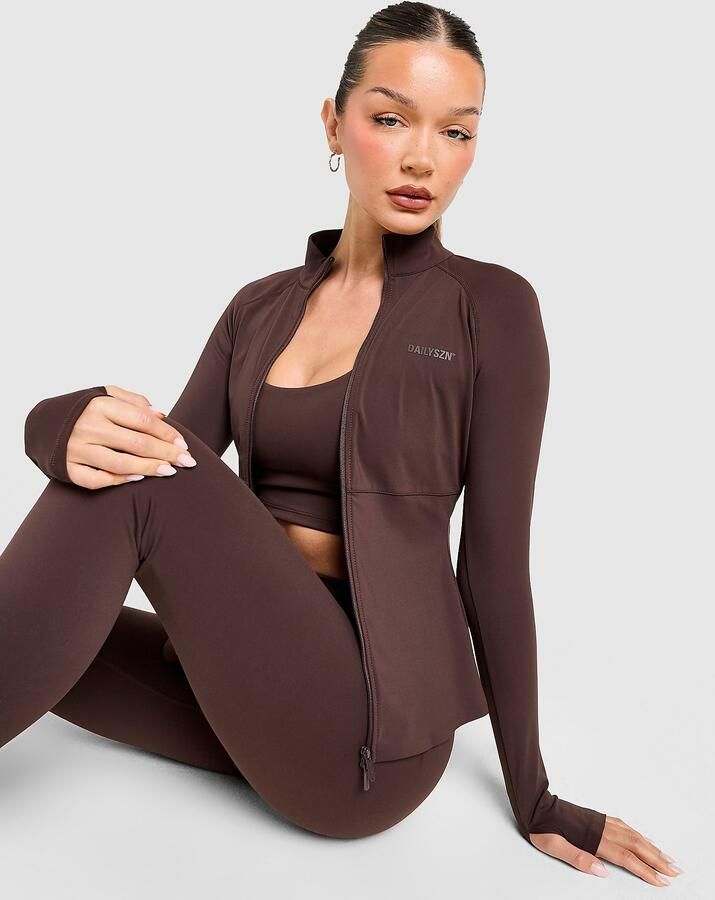 DAILYSZN Full Zip Fit Top Bruin- Dames Bruin