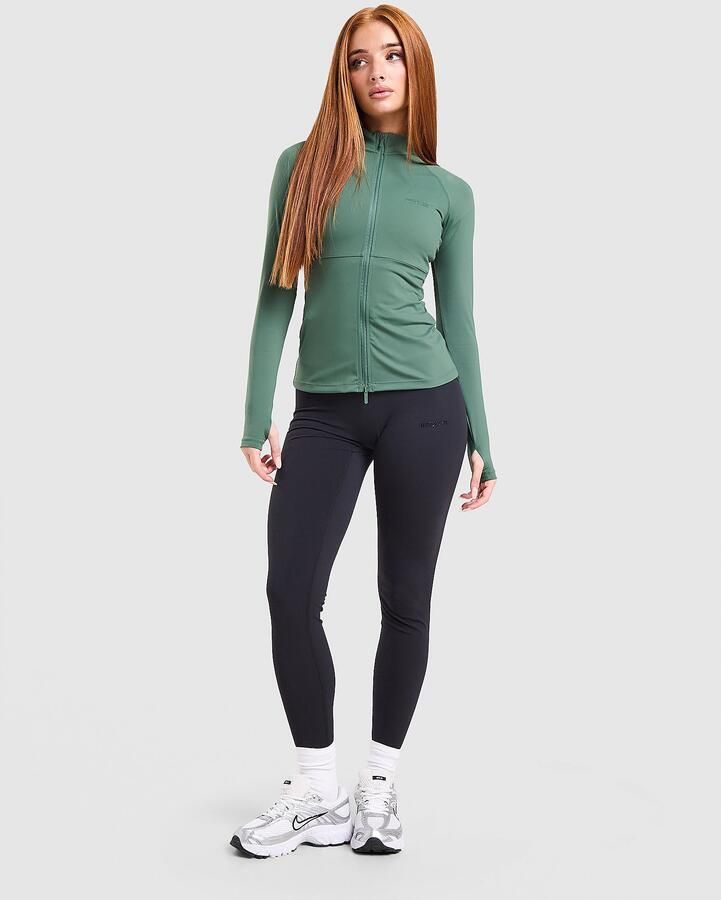 DAILYSZN Sculpt Full Zip Fitted Top Groen- Dames Groen