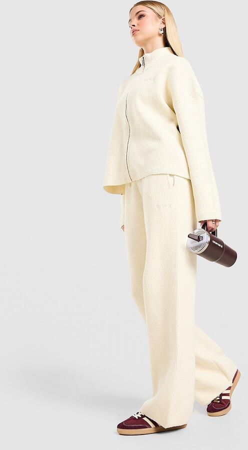 DAILYSZN Snug Knit Wide Leg Joggers Crème- Dames Crème