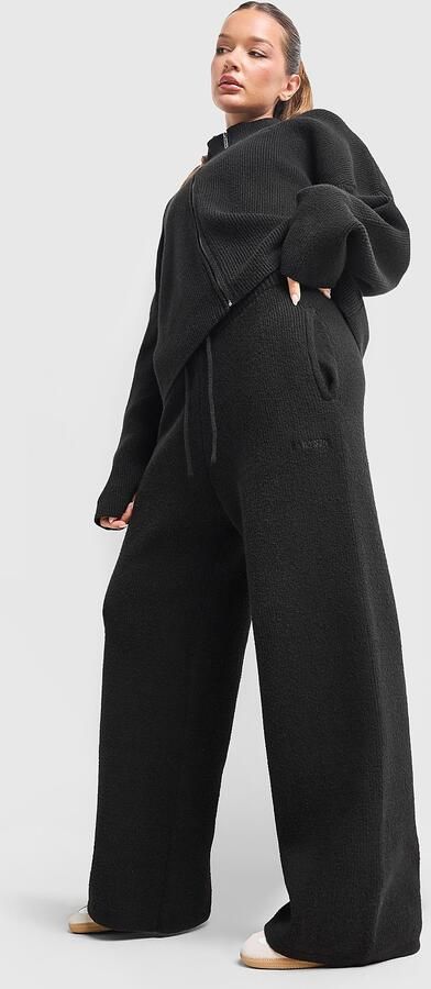 DAILYSZN Snug Knit Wide Leg Joggers Zwart- Dames Zwart