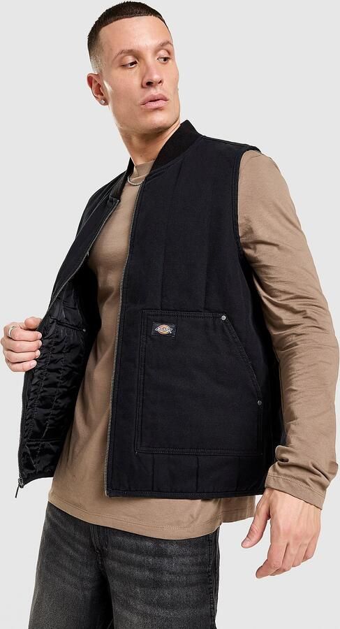 Dickies Quilted Full Zip Gilet Zwart- Heren Zwart