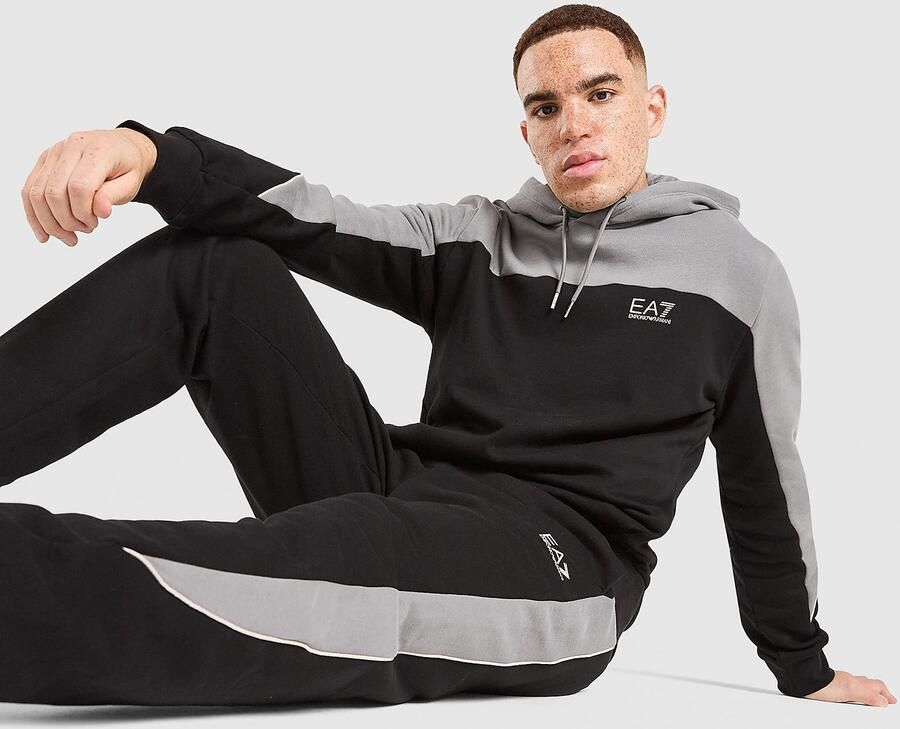 EA7 Emporio Armani Authentic Colour Block Hoodie Zwart- Heren Zwart