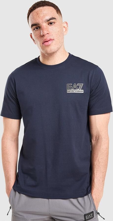 EA7 Emporio Armani Back Vertical Logo T-Shirt Blauw- Heren Blauw