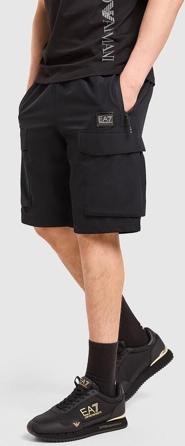EA7 Emporio Armani Badge Woven Cargo Shorts Zwart- Heren Zwart