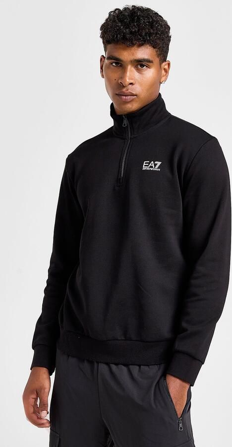 Emporio Armani EA7 Sweater Sweatshirt met borstlogo en 1 4 rits - Foto 2