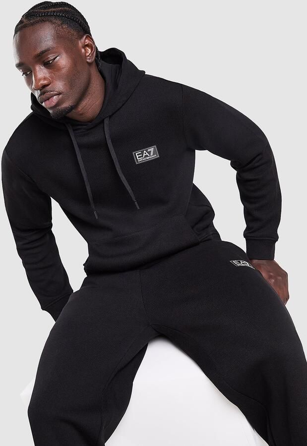 EA7 Emporio Armani Refined Overhead Hoodie Zwart- Heren Zwart