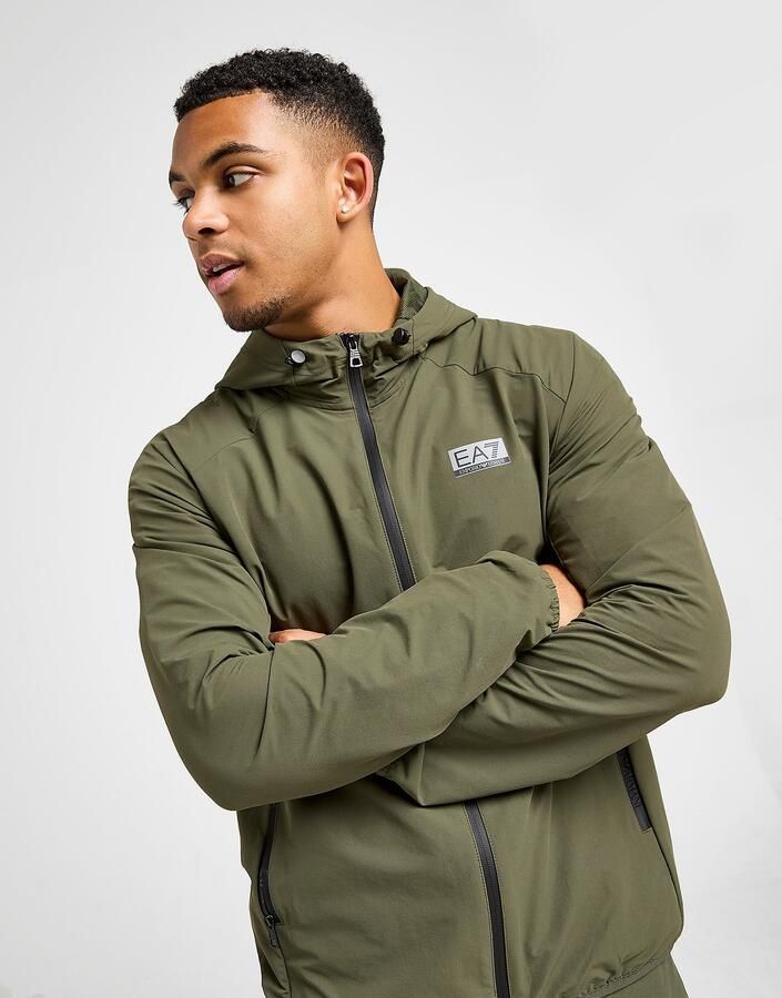 EA7 Emporio Armani Reflective Woven Full Zip Hoodie Olive- Heren Olive