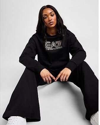 EA7 Emporio Armani Shine Logo Crew Sweatshirt Black- Dames Black