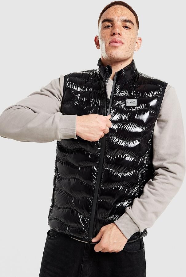 EA7 Emporio Armani Shiny Baffle Gilet Zwart- Heren Zwart