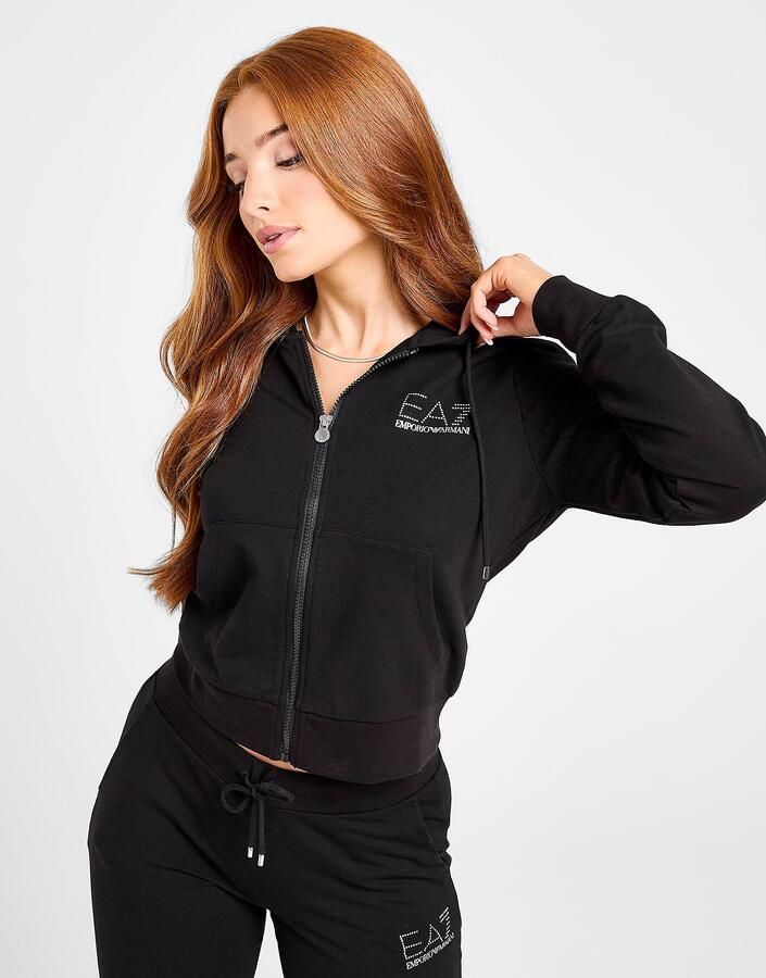 EA7 Emporio Armani Slim Diamante Full Zip Hoodie Paars- Dames Paars