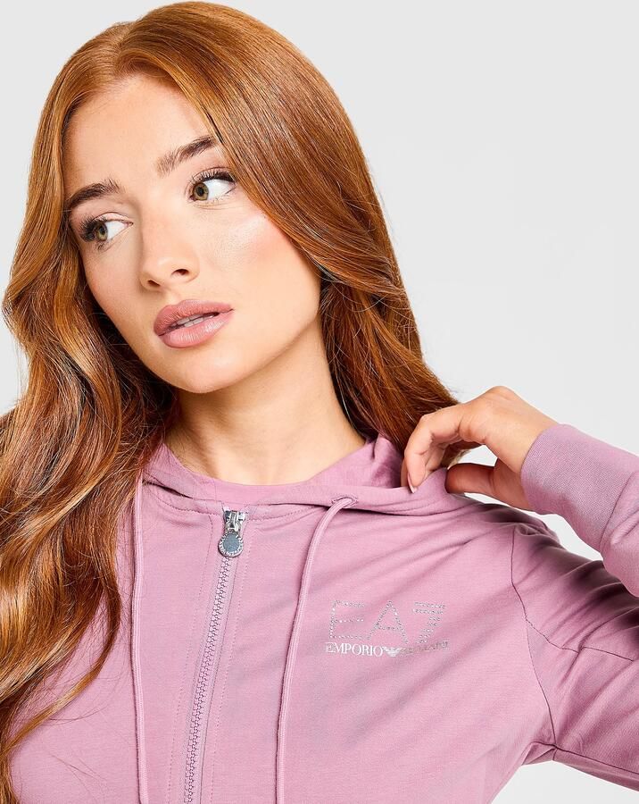 EA7 Emporio Armani Slim Diamante Full Zip Hoodie Paars- Dames Paars