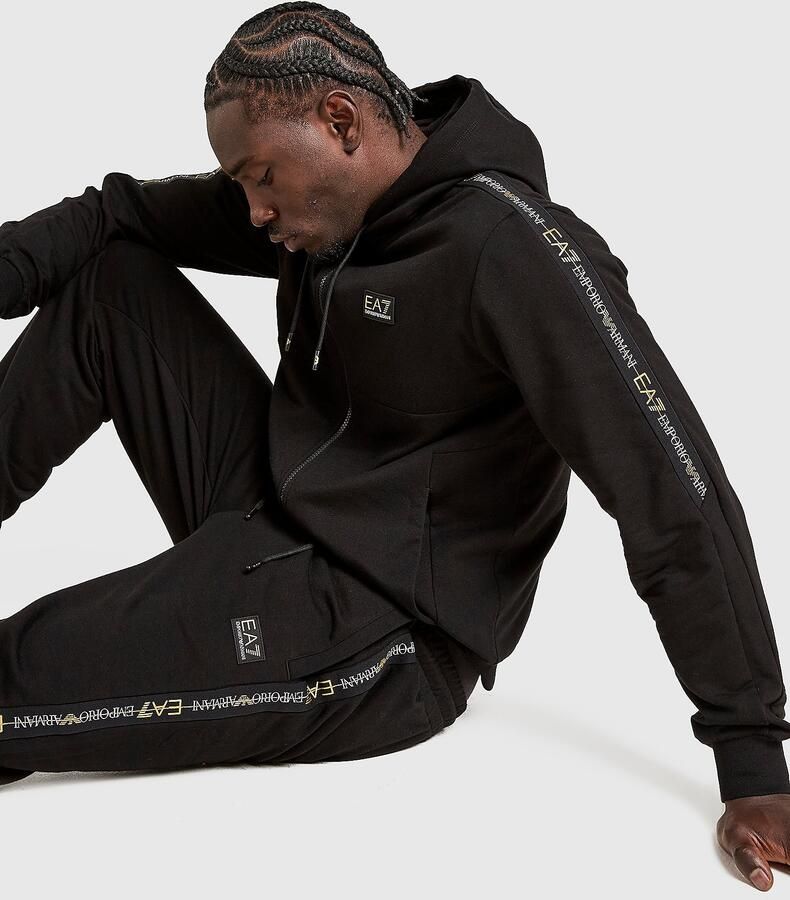 EA7 Emporio Armani Tape Full Zip Hoodie Zwart- Heren Zwart
